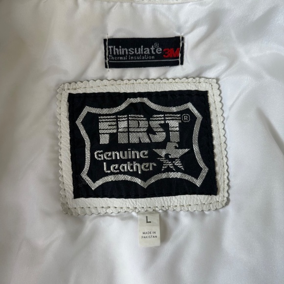 FIRST Genuine Leather White Leather Jacket Men’s Large - Picture 11 of 16